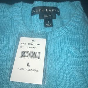 RL BLACK LABEL SLIM BLUE CASHMERE KNIT